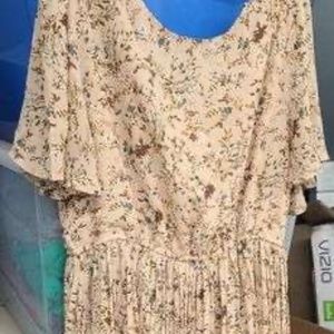 Hayden Los Angeles Beige Flower Print Dress Size Medium